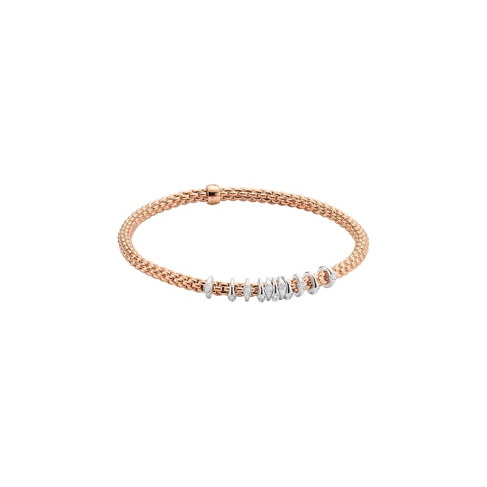 FOPE 18ct Rose Gold Prima Flex'it 0.15ct Diamond Bracelet