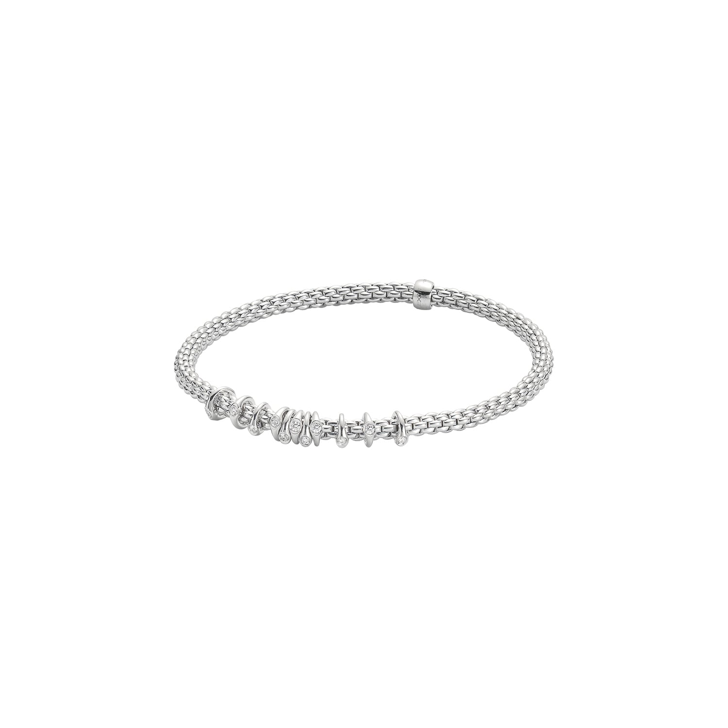 Fope 18ct White Gold Prima Flex'it 0.15ct Diamond Bracelet - Size Small
