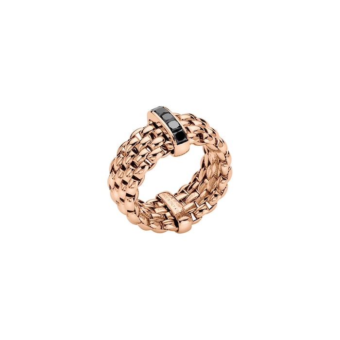 FOPE 18ct Rose Gold Panorama Flex'it Black Diamond Ring - Medium