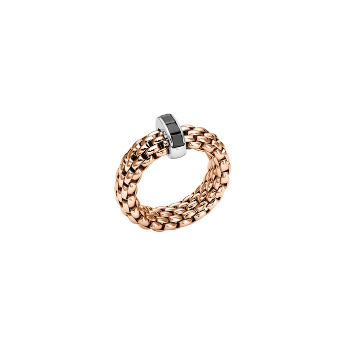 FOPE 18ct Rose Gold Vendome Flex'it Black Diamond Ring - Large