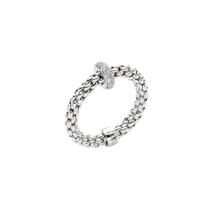 FOPE 18ct White Gold Prima Flex'it 0.18ct Diamond Ring - Large