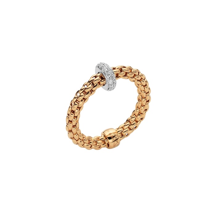FOPE 18ct Yellow Gold Prima Flex'it 0.18ct Diamond Ring - Small