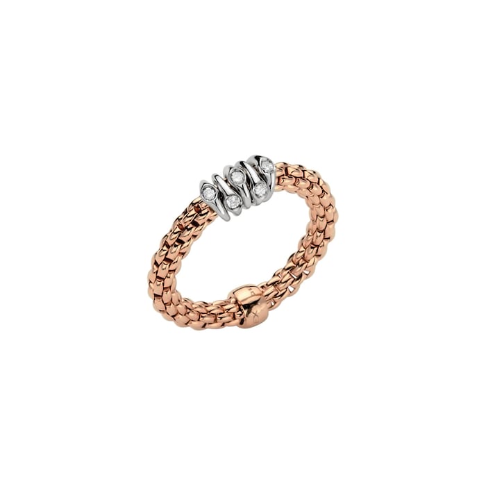 FOPE 18ct Rose Gold Prima Flex'it 0.07ct Diamond Ring - Medium