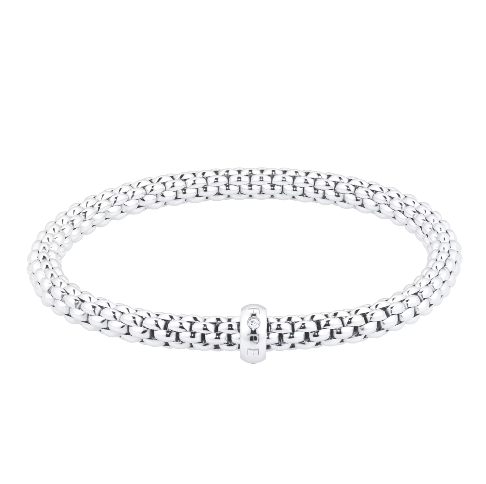 Fope 18ct White Gold Solo Diamond Medium Bracelet