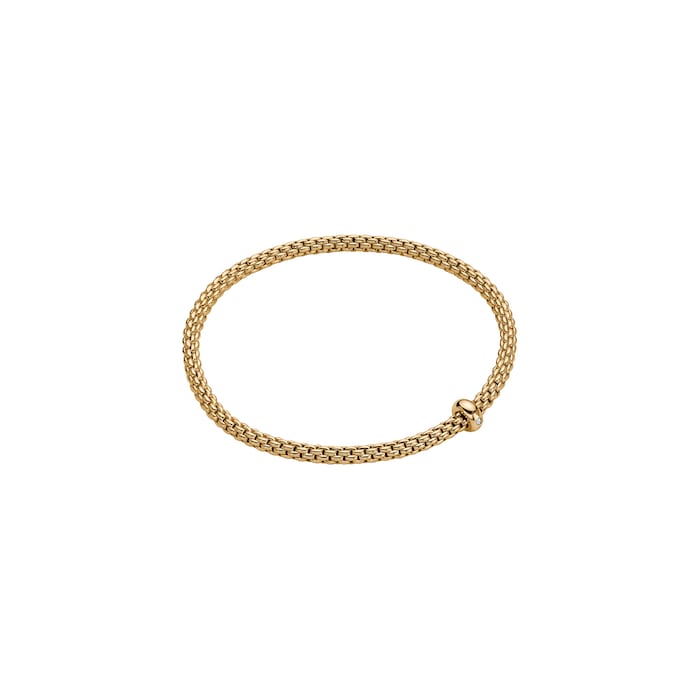 FOPE 18ct Yellow Gold Prima Flex'it 0.01ct Diamond Bracelet