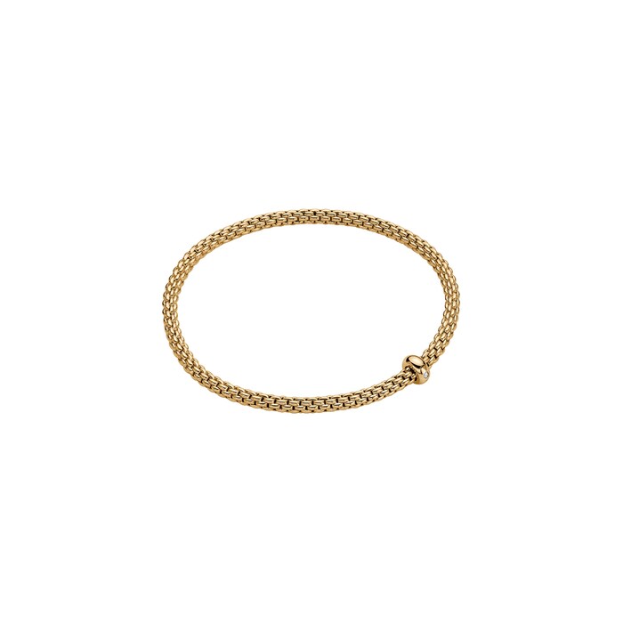 FOPE 18ct Yellow Gold Prima Flex'it 0.01ct Diamond Bracelet