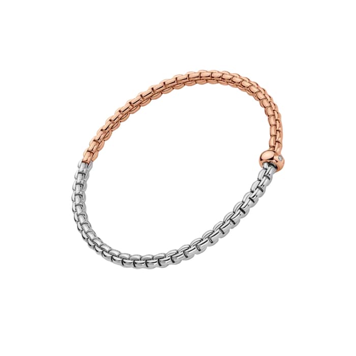 FOPE 18K White & Rose Gold Flex'It EKA 0.01cttw Diamond Bracelet - Medium