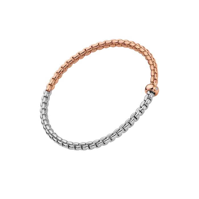 FOPE 18K White & Rose Gold Flex'It EKA 0.01cttw Diamond Bracelet - Small