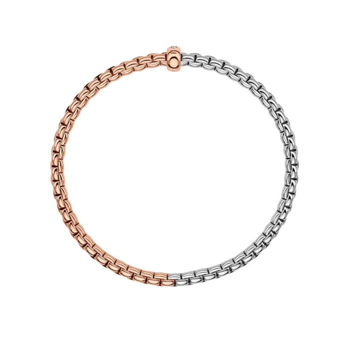 FOPE 18K White & Rose Gold Flex'It EKA 0.01cttw Diamond Bracelet - Small