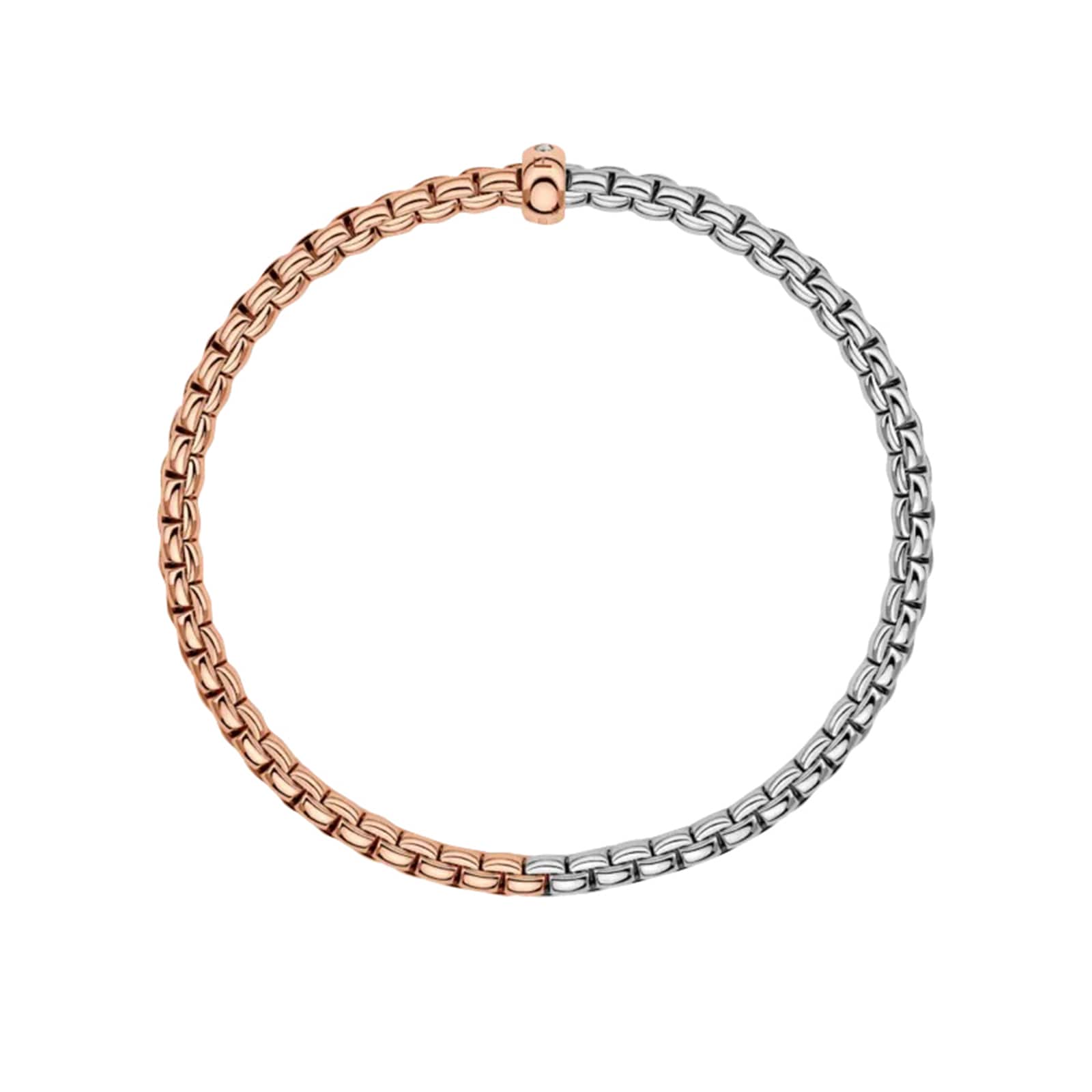 FOPE 18K White & Rose Gold Flex'It EKA 0.01cttw Diamond Bracelet - Small FOPE 18K White & Rose Gold Flex'It EKA 0.01cttw Diamond Bracelet - Small