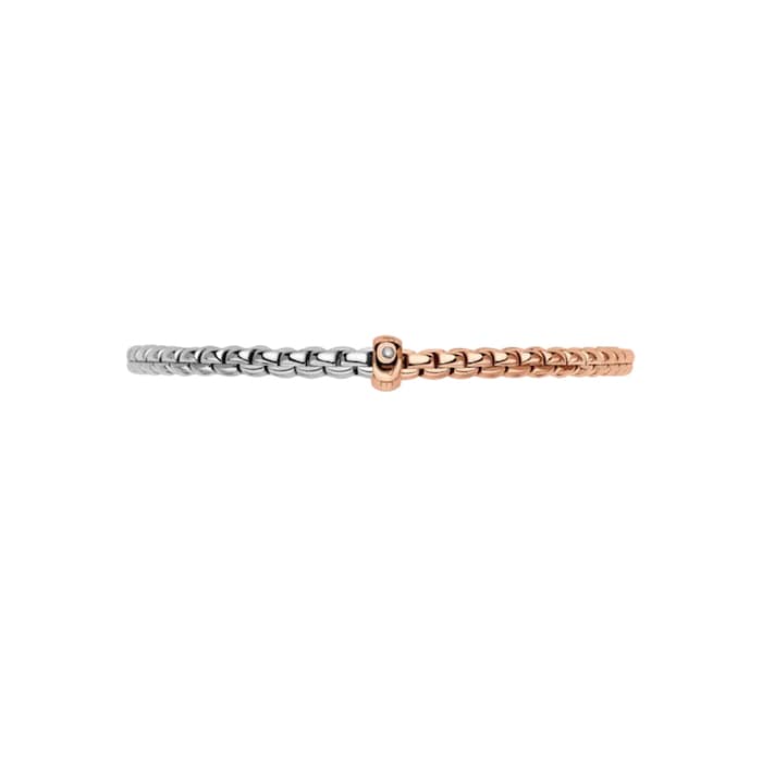 FOPE 18K White & Rose Gold Flex'It EKA 0.01cttw Diamond Bracelet - Small