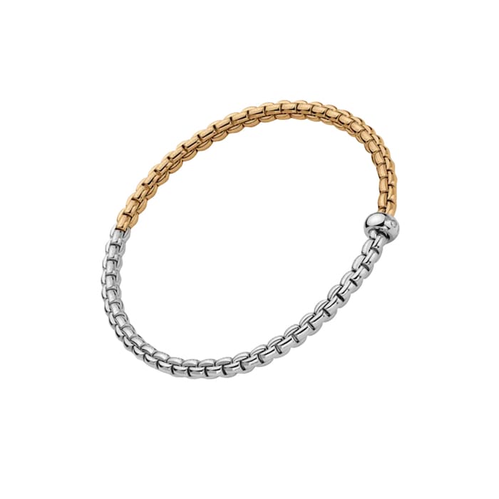 FOPE 18K White & Yellow Gold Flex'It EKA 0.01cttw Diamond Bracelet - Medium