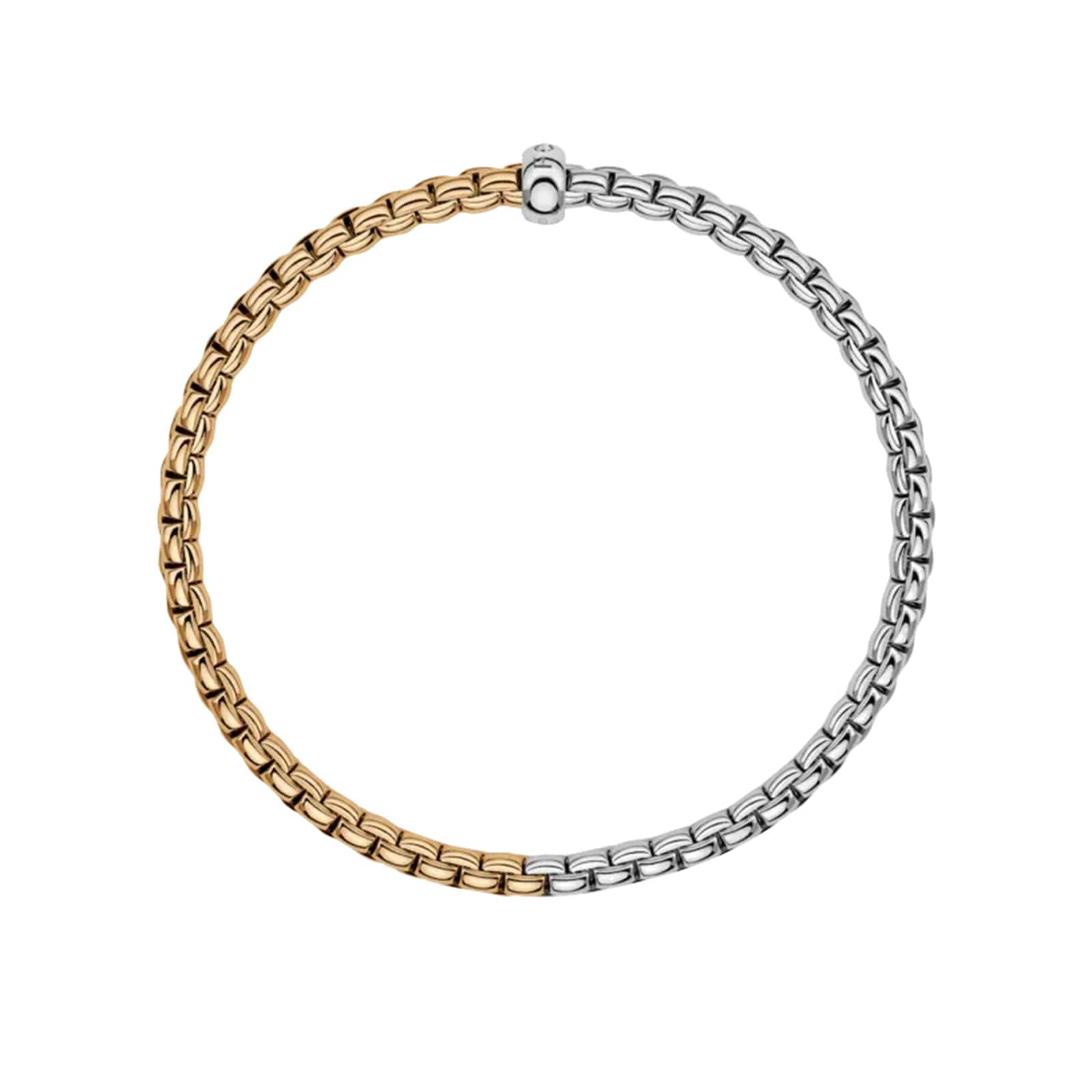 FOPE 18K White & Yellow Gold Flex'It EKA 0.01cttw Diamond Bracelet - Medium FOPE 18K White & Yellow Gold Flex'It EKA 0.01cttw Diamond Bracelet - Medium