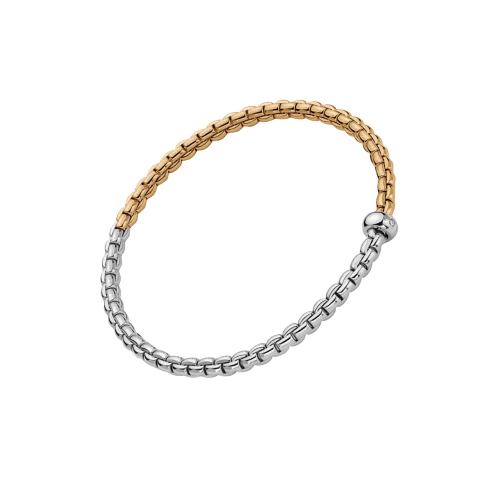 FOPE 18K White & Yellow Gold Flex'It EKA 0.01cttw Diamond Bracelet - Small FOPE 18K White & Yellow Gold Flex'It EKA 0.01cttw Diamond Bracelet - Small