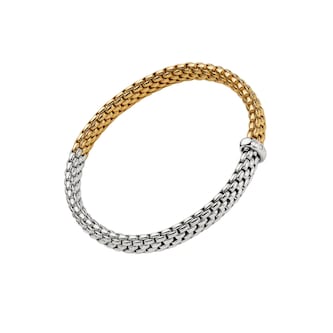 FOPE 18K White & Yellow Gold Flex'It Vendome 0.01cttw Diamond Bracelet - Medium FOPE 18K White & Yellow Gold Flex'It Vendome 0.01cttw Diamond Bracelet - Medium