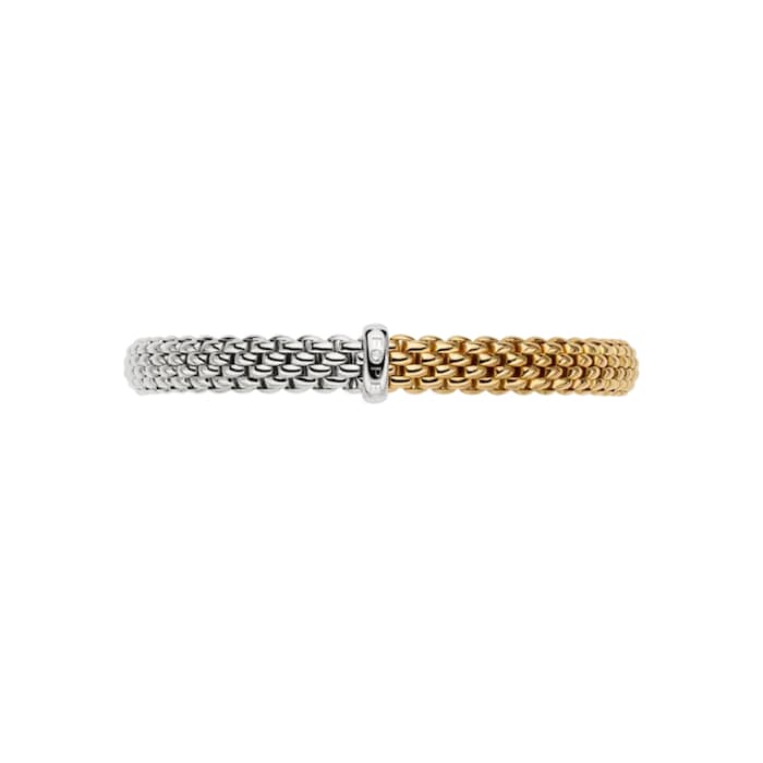 FOPE 18K White & Yellow Gold Flex'It Vendome 0.01cttw Diamond Bracelet - Medium