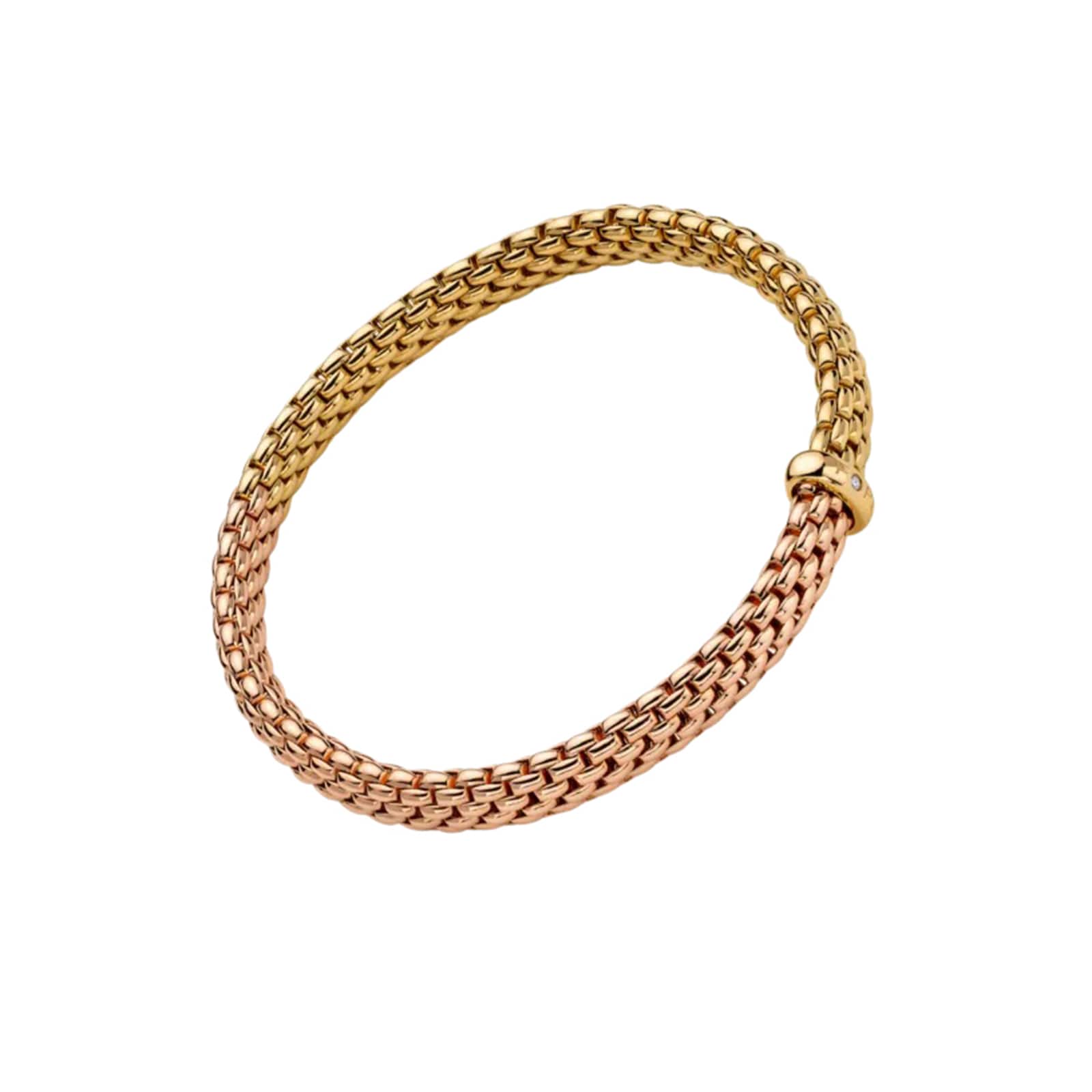 FOPE 18K Yellow & Rose Gold Flex'It Vendome 0.01cttw Diamond Bracelet - Medium