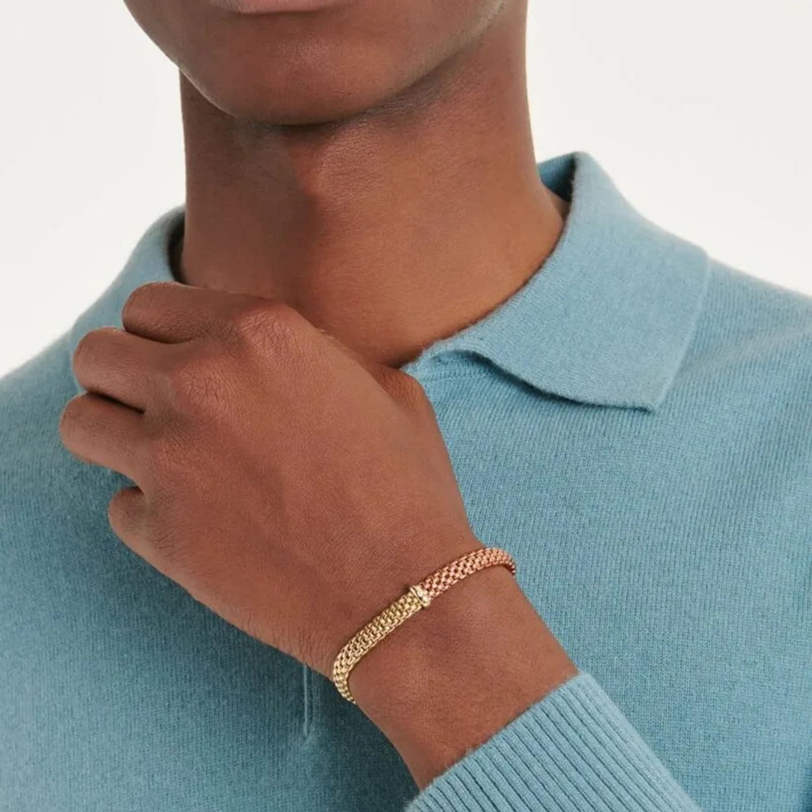 FOPE 18K Yellow & Rose Gold Flex'It Vendome 0.01cttw Diamond Bracelet - Medium FOPE 18K Yellow & Rose Gold Flex'It Vendome 0.01cttw Diamond Bracelet - Medium