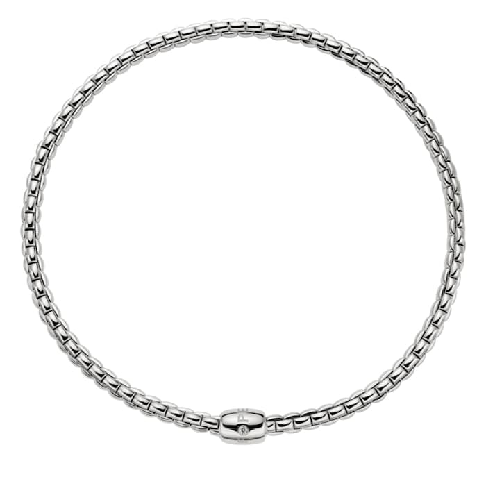 FOPE 18K White Gold Flex'It EKA 0.05cttw Diamond Necklace