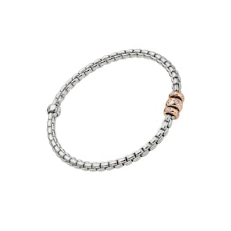 FOPE 18K White Gold Flex'It EKA 0.18cttw Diamond Bracelet - Medium FOPE 18K White Gold Flex'It EKA 0.18cttw Diamond Bracelet - Medium