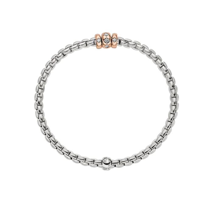 FOPE 18K White Gold Flex'It EKA 0.18cttw Diamond Bracelet - Medium