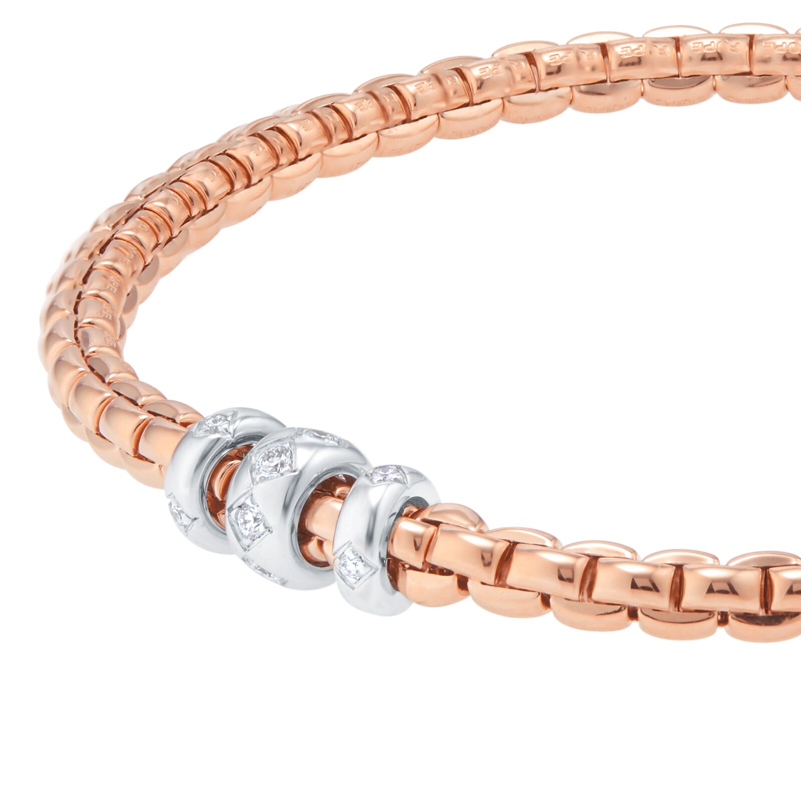 FOPE 18K Rose Gold Flex'It EKA 0.18cttw Diamond Bracelet - Medium
