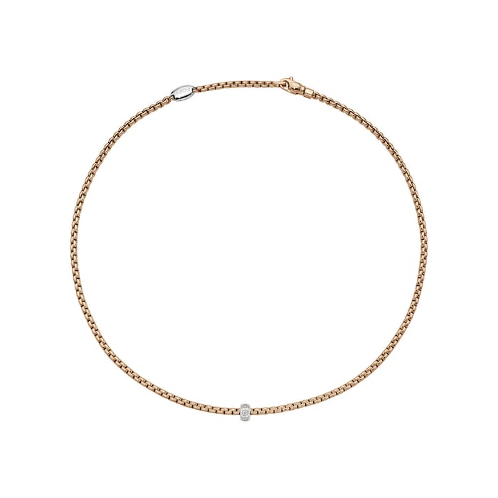 FOPE 18ct Rose Gold Eka 0.12ct Diamond Necklace