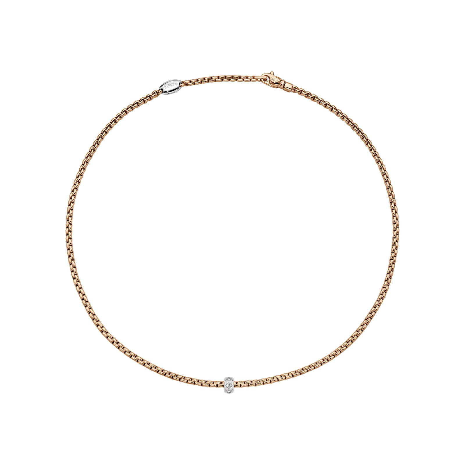 FOPE 18ct Rose Gold Eka 0.12ct Diamond Necklace