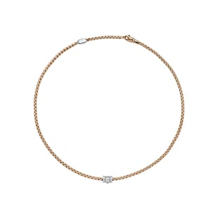 FOPE 18ct Rose Gold Eka 0.18ct Diamond Necklace