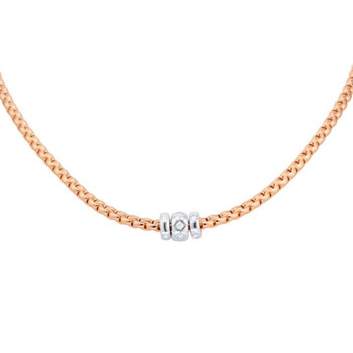 FOPE 18ct Rose Gold Eka 0.18ct Diamond Necklace