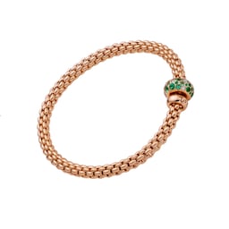 37251918 - 18ct Rose Gold Solo Flex'it Emerald & 0.28ct Diamond Bracelet