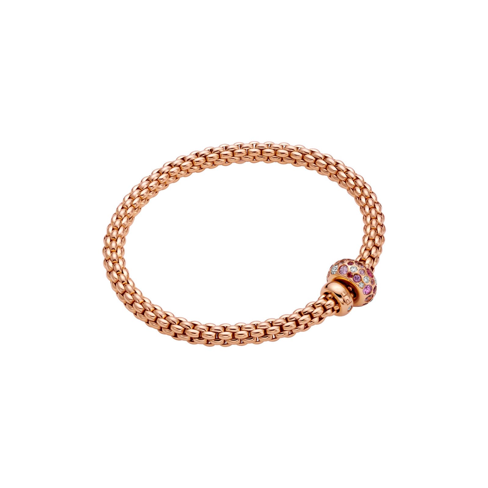 18ct Rose Gold Flex'it Pink Sapphire & 0.28ct Diamond Bracelet