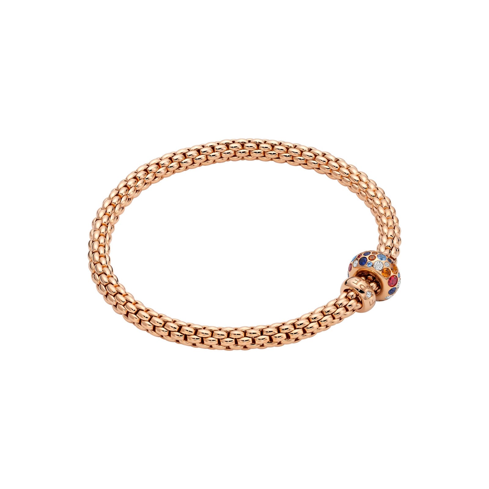 18ct Rose Gold Solo Flex'it Sapphire & 0.23ct Diamond Bracelet