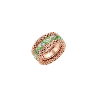 FOPE 18ct Rose Gold Solo Flex'it Emerald & 0.72ct Diamond Ring