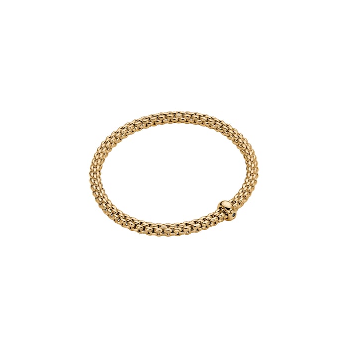 Fope 18ct Yellow Gold Solo Flex'it 0.01ct Black Diamond Bracelet - Size Large