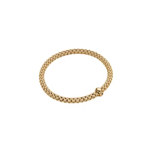 Fope 18ct Yellow Gold Solo Flex'it 0.01ct Black Diamond Bracelet - Size Large