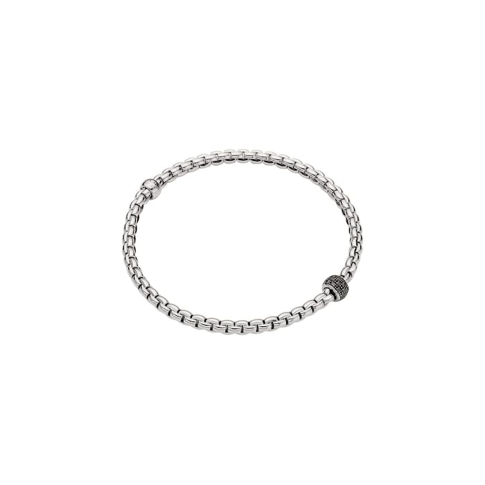 Fope 18K White Gold Eka Flex'it 0.20cttw Black Diamond Bracelet - Size Extra Large