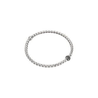 Fope 18K White Gold Eka Flex'it 0.20cttw Black Diamond Bracelet - Size Extra Large