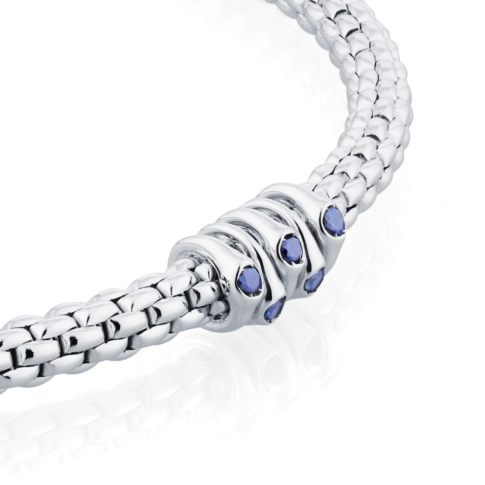 Fope Exclusive Fope Prima X Mappin & Webb 18ct White Gold Blue Sapphire Bracelet