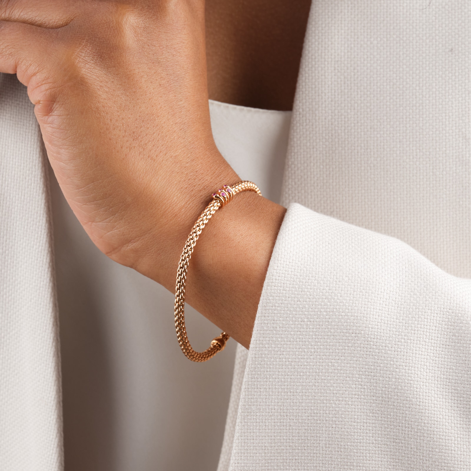 Fope Exclusive Fope Prima X Mappin & Webb 18ct Rose Gold Pink Sapphire Bracelet Fope Exclusive Fope Prima X Mappin & Webb 18ct Rose Gold Pink Sapphire Bracelet