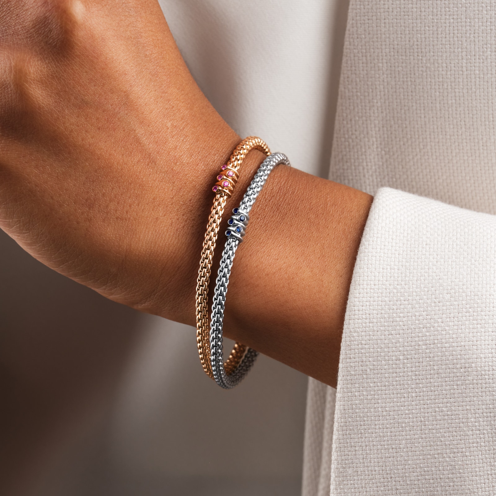 Fope Exclusive Fope Prima X Mappin & Webb 18ct Rose Gold Pink Sapphire Bracelet Fope Exclusive Fope Prima X Mappin & Webb 18ct Rose Gold Pink Sapphire Bracelet