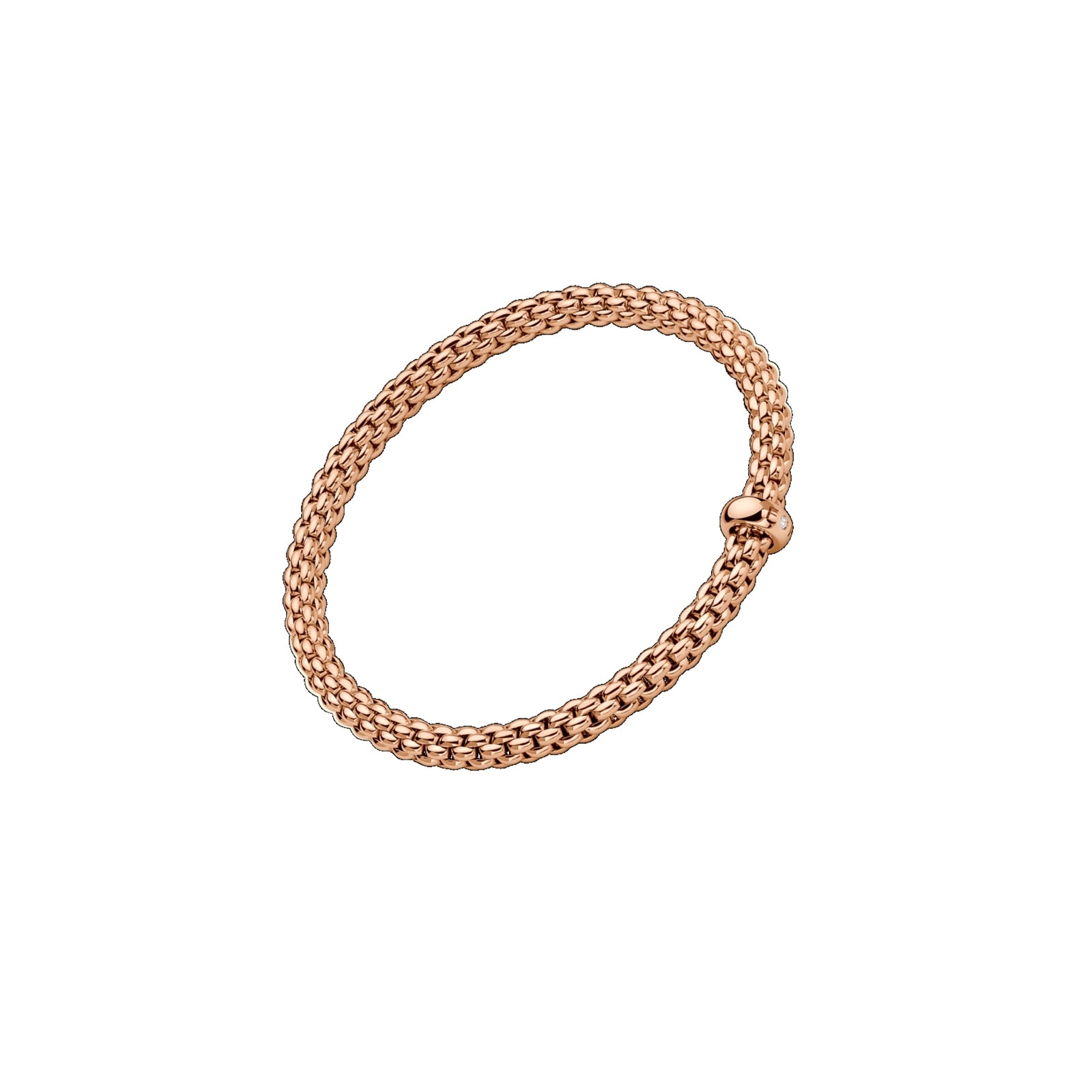 Fope 18K Rose Gold Solo Flex'it 0.01cttw Diamond Bracelet - Size Medium