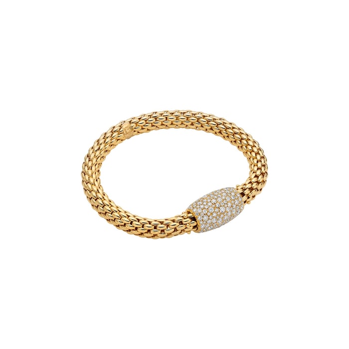 Fope 18ct Yellow Gold Love Nest Pave Diamond Bracelet - Size Medium