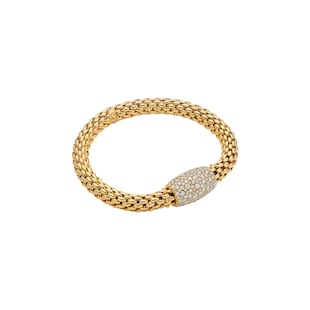 Fope 18ct Yellow Gold Love Nest Pave Diamond Bracelet - Size Medium