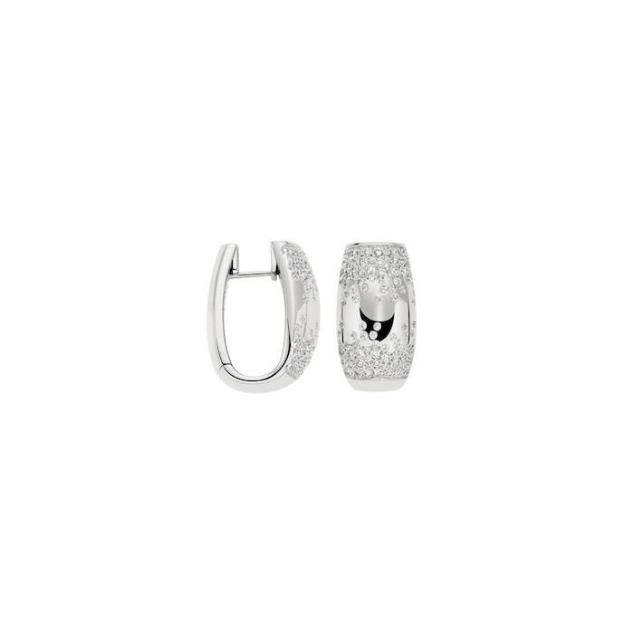 Fope 18ct White Gold Love Nest Pave Diamond Hoop Earrings