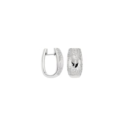 37252031 - 18ct White Gold Love Nest Pave Diamond Hoop Earrings