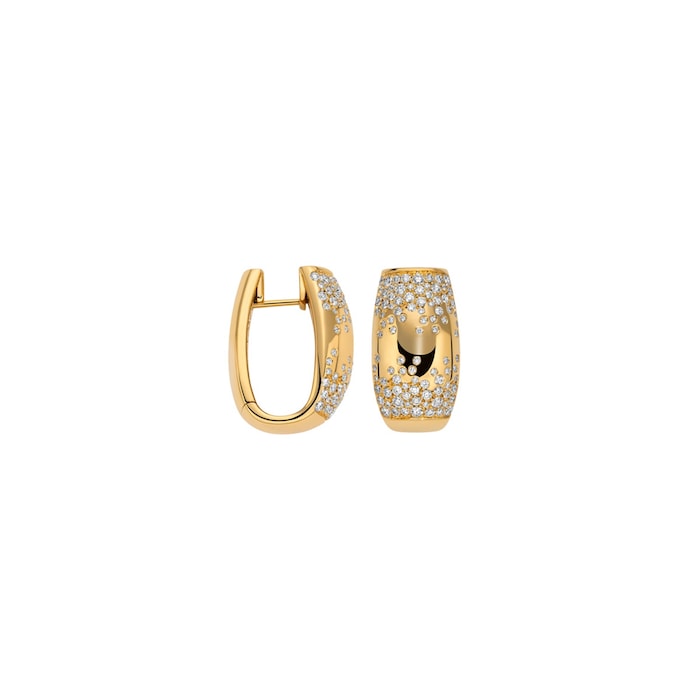 Fope 18ct Yellow Gold Love Nest Pave Diamond Hoop Earrings