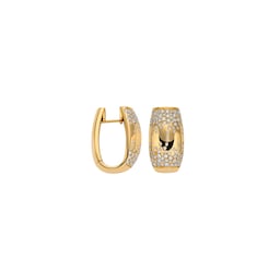 37252032 - 18ct Yellow Gold Love Nest Pave Diamond Hoop Earrings