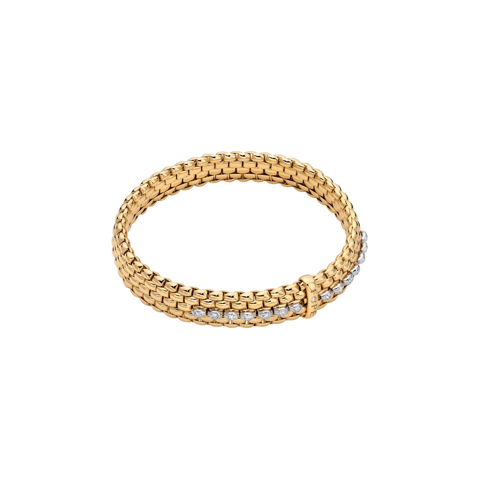 Fope 18ct Yellow Gold Panorama Diamond Bracelet - Size Medium