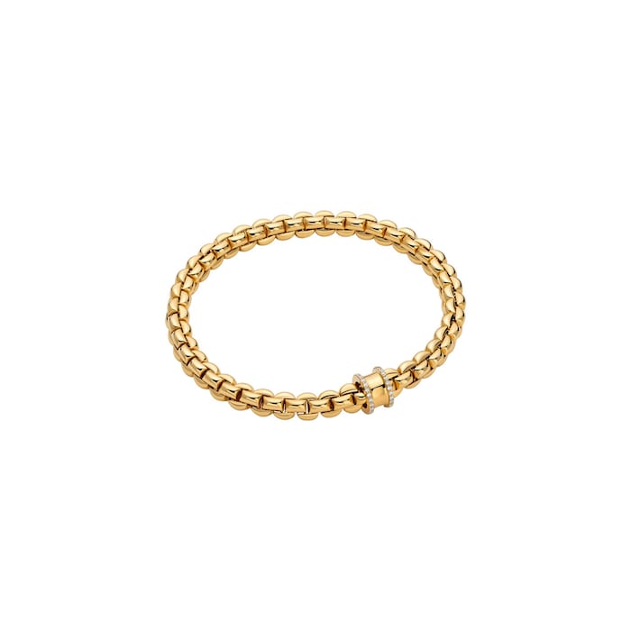 Fope 18ct Yellow Gold Must Have Flex'it Diamond Barrel Bracelet - Size Medium